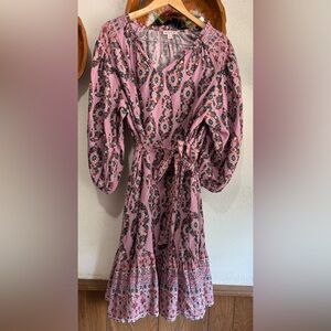 Knox Rose Purple Paisley Floral Print Dress Size XL